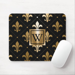 Mousepad Fleur-de-lis, preto e Ouro