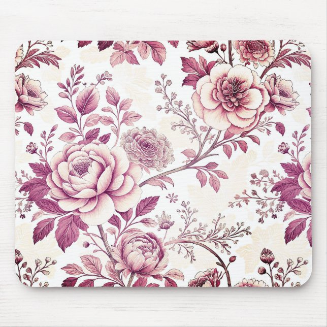 Mousepad fleurs roses et rouge foncé (Frente)