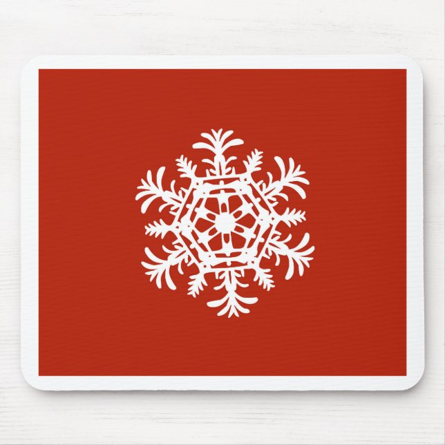 Mousepad Floco de neve branco grande em vermelho (Frente)