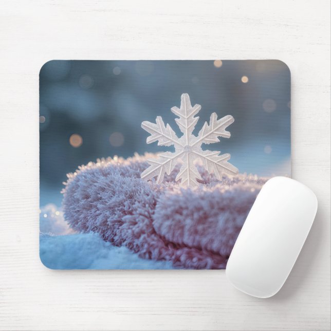 Mousepad Floco de neve em um Mitten Rosa (Com mouse)