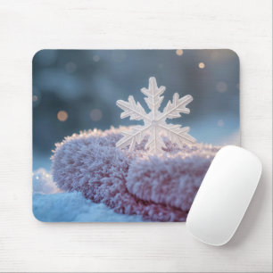 Mousepad Floco de Neve em uma Luvinha Rosa