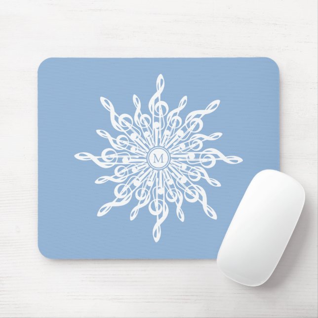 Mousepad Floco de neve G-Clef (Monograma Ornamental) de Inv (Com mouse)