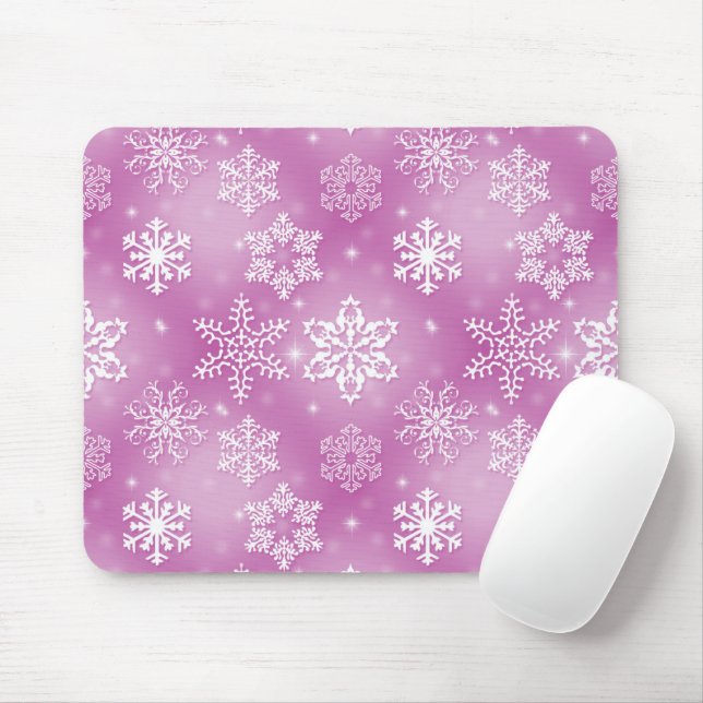 Mousepad Flocos de neve a rosa (Com mouse)