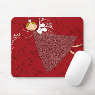 Mousepad Flocos de neve de Natal Fada de Fada Fregada Princ