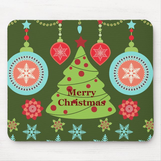 Mousepad Flocos de neve de Natal Merry Holiday (Frente)