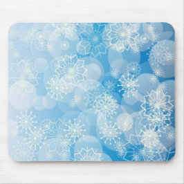 Mousepad Flocos de neve de Natal sobre fundo azul