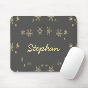 Mousepad Flocos de neve Dourados em cinzas
