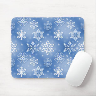 Mousepad Flocos de neve em azul de inverno