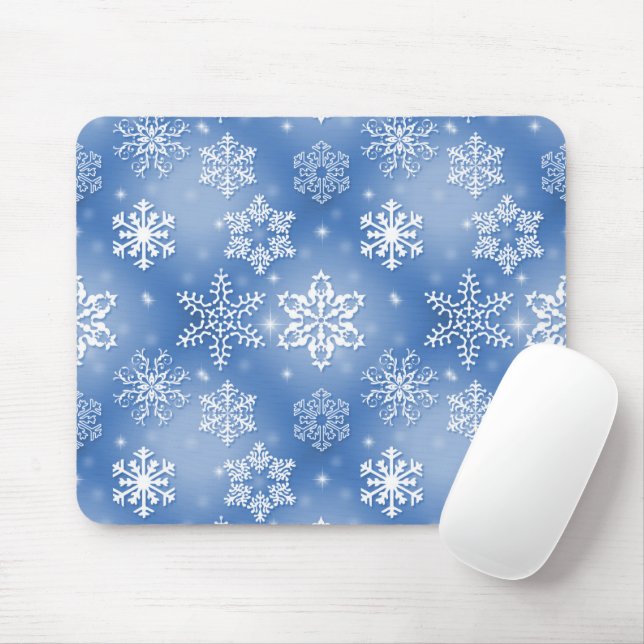 Mousepad Flocos de neve em azul de inverno (Com mouse)