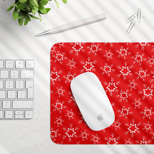 Mousepad Flocos de neve, Flocos de neve vermelhos e brancos
