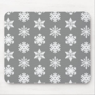 Mousepad Flocos de neve Ikat - Cinzas de carvão e branco
