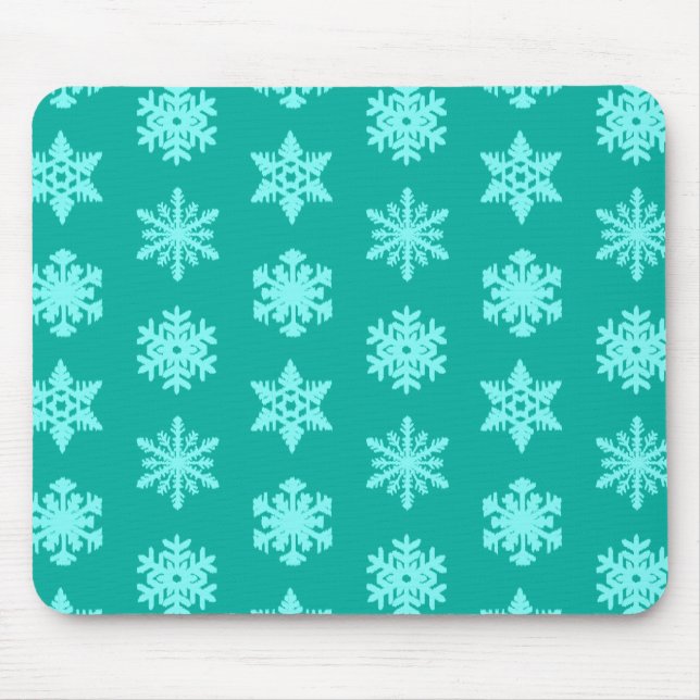 Mousepad Flocos de Neve Ikat - Turquesa e aqua (Frente)