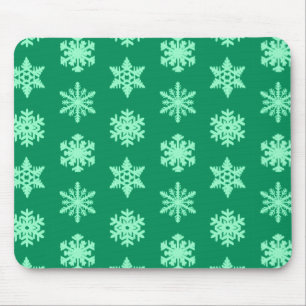 Mousepad Flocos de Neve Ikat - Verde pinho e menta