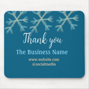 Mousepad Flocos de neve laranja azuis adicionam nome comerc