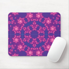Mousepad Flocos de neve redondos, cor-de-rosa e roxos