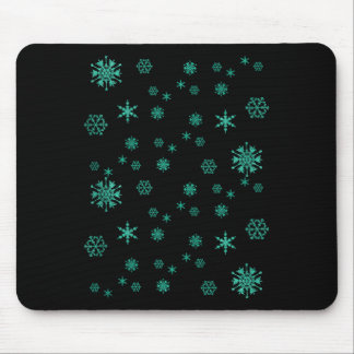 Mousepad Flocos de Neve Verde Natal Fofo Temporada de Féria