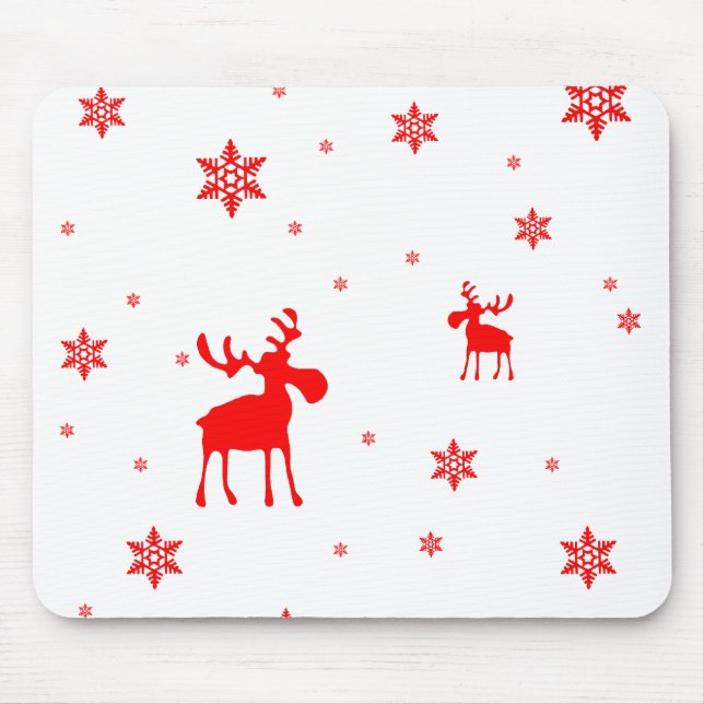 Mousepad Flocos de neve vermelhos simples modernos dos (Frente)