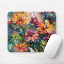 Mousepad FLOR ABSTRATA AMARELO ROSA VERMELHO VERDE Aquarela