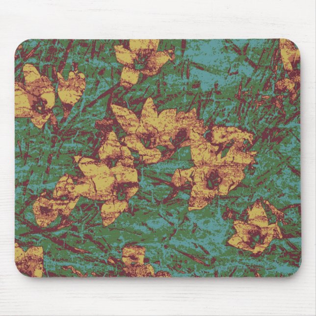 Mousepad Flor amarela contra o teste padrão 2 da camuflagem (Frente)