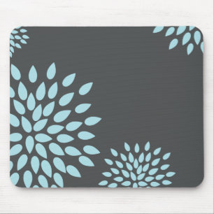 Mousepad Flor Azul do Céu Mod no Fundo da Cinza