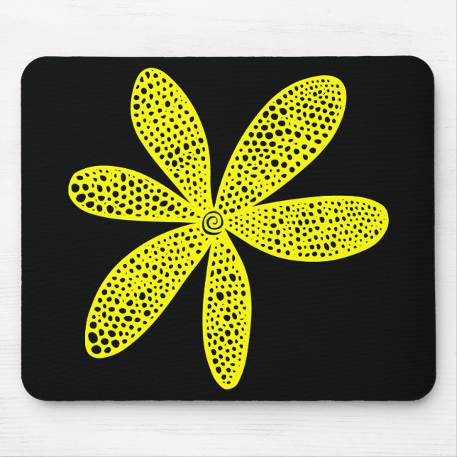Mousepad Flor bonito - Amarelo em preto (Frente)