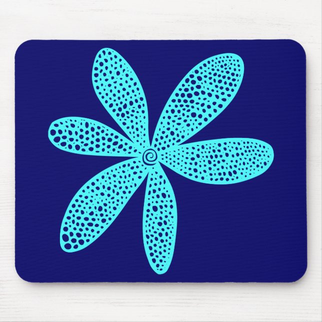 Mousepad Flor bonito - Azul gelado no Marinho azul (Frente)