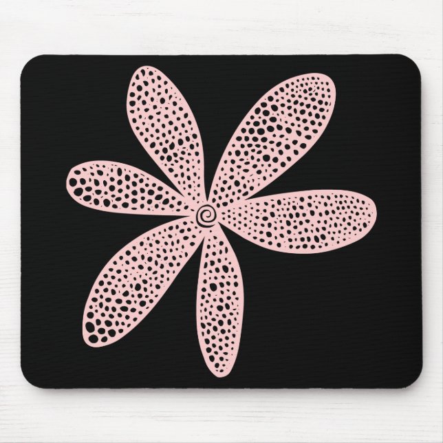 Mousepad Flor bonito - Cor-de-rosa desbotado em preto (Frente)