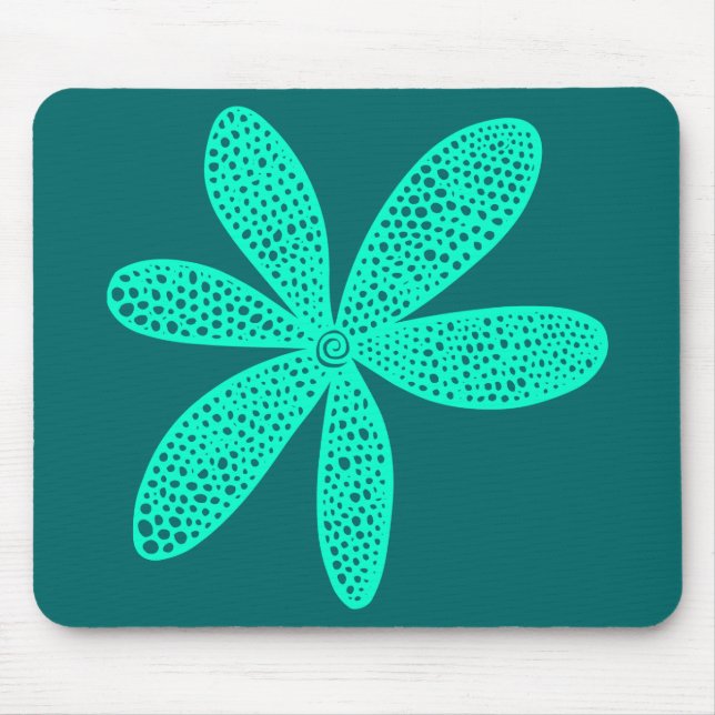 Mousepad Flor bonito - Turquesa em Verde Moss (Frente)