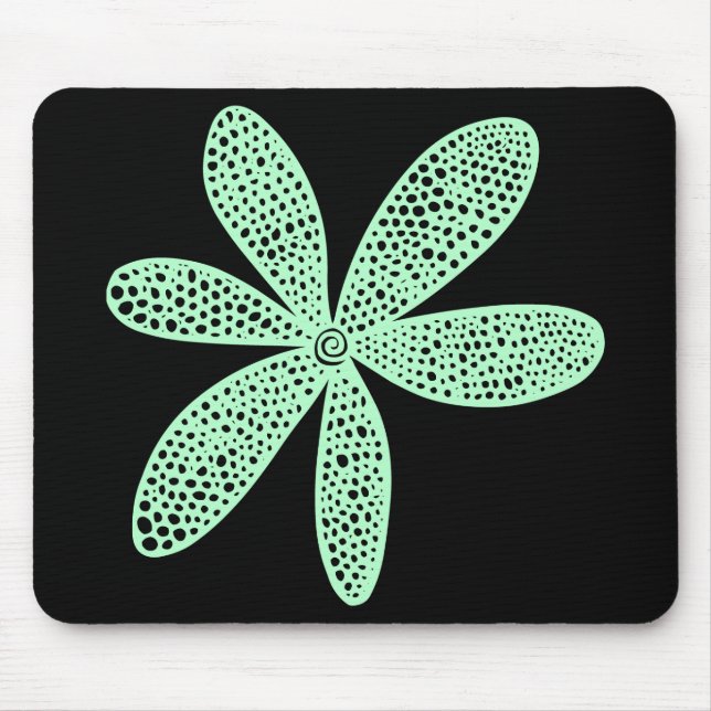 Mousepad Flor bonito - Verde fantasma em preto (Frente)
