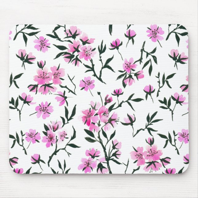 Mousepad Flor branco de cereja em branco (Frente)