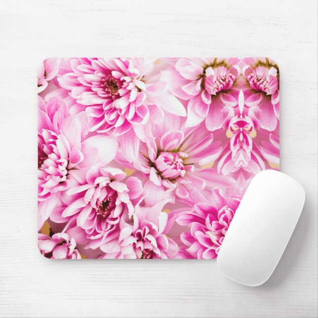 Mousepad Flor Chrysanthemum Rosa (Com mouse)