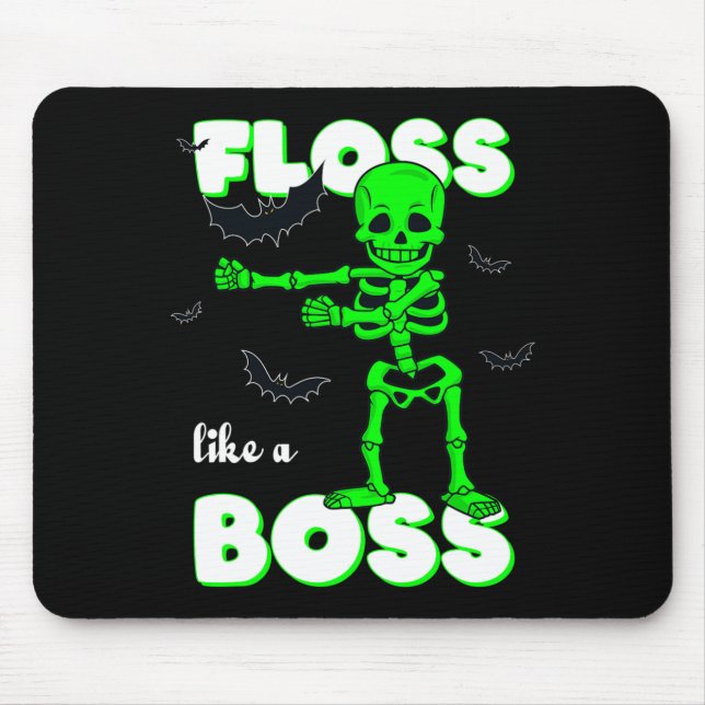 Mousepad Flor Como Um Chefe Esqueleto De Halloween Meninas  (Frente)