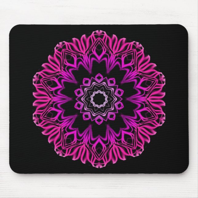 Mousepad Flor cor-de-rosa de néon do espaço (Frente)