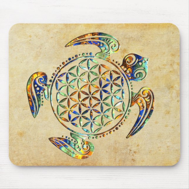 Mousepad Flor da Vida / Blume des Lebens - cor de tartaruga (Frente)