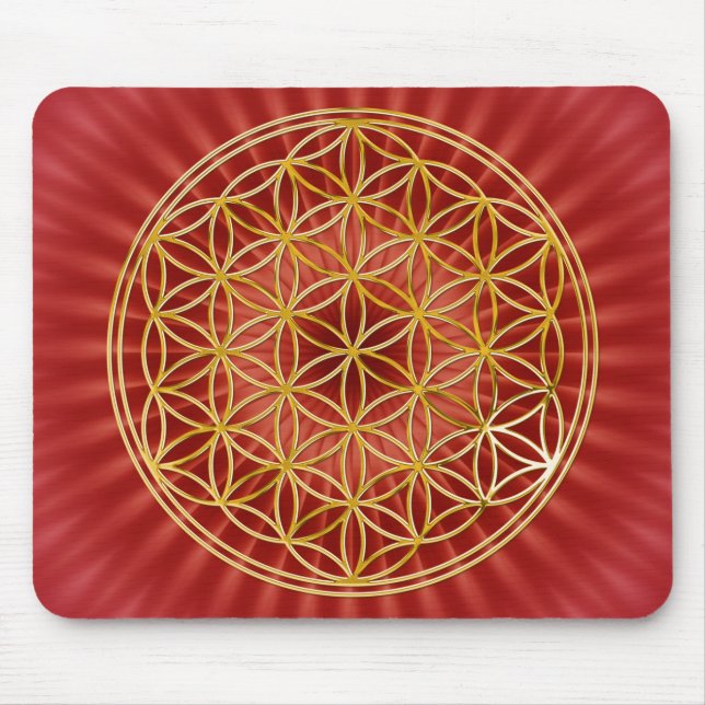 Mousepad Flor da Vida | dourado, grande (Frente)