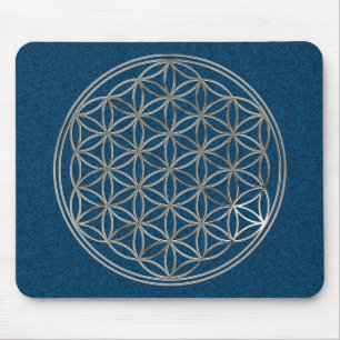Mousepad Flor da vida, Flower Of Life silver blue/