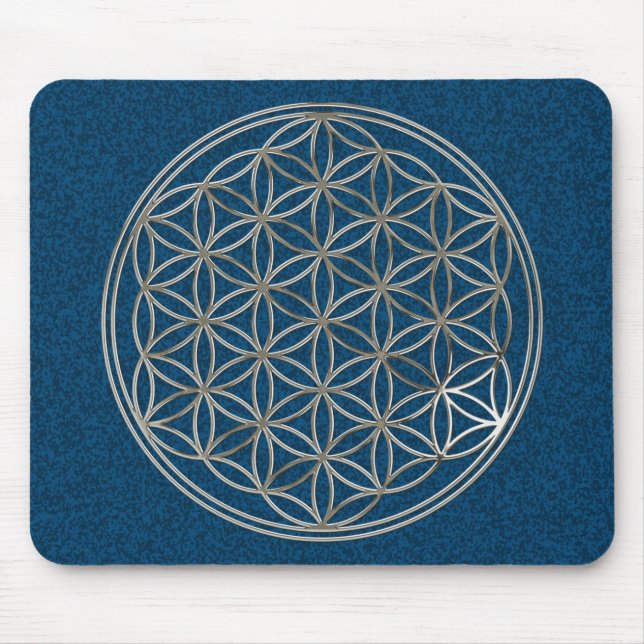 Mousepad Flor da vida, Flower Of Life | silver blue/ (Frente)