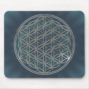 Mousepad Flor da vida, Flower Of Life silver radial/