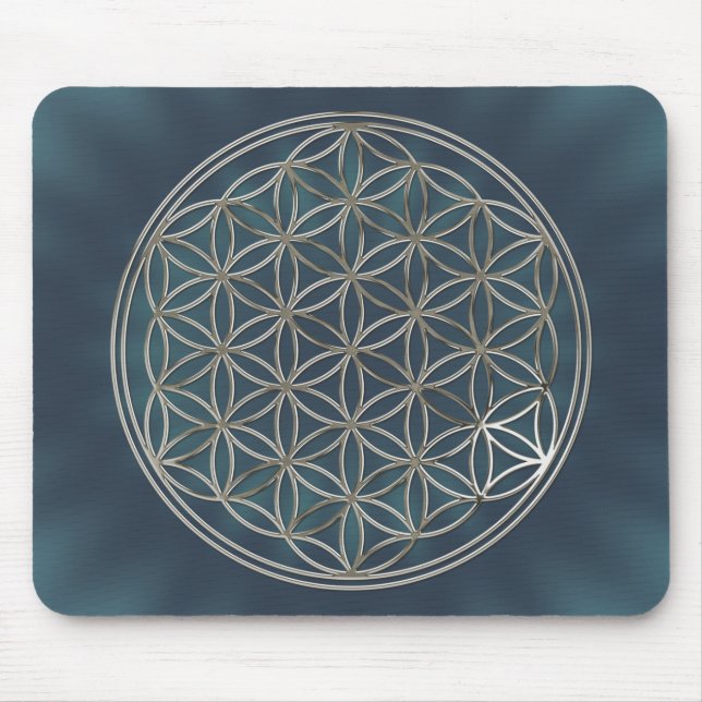 Mousepad Flor da vida, Flower Of Life | silver radial/ (Frente)