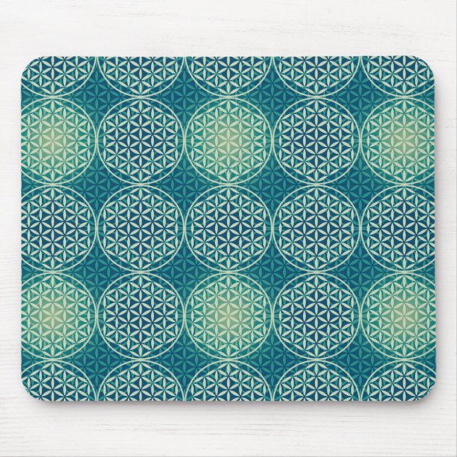 Mousepad Flor da vida - padrão do selo - azul ciano (Frente)