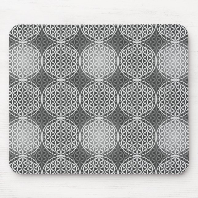 Mousepad Flor da vida - padrão do selo - cinzas (Frente)