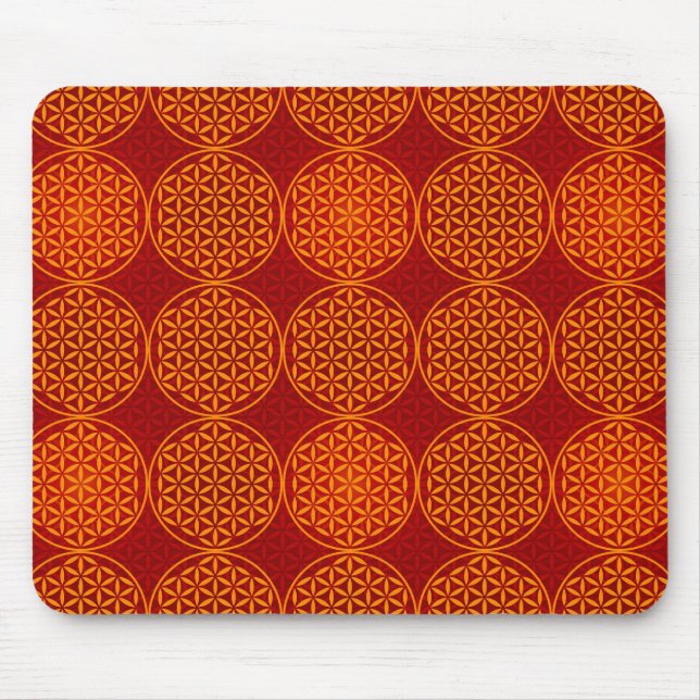 Mousepad Flor da vida - padrão do selo - vermelho laranja (Frente)