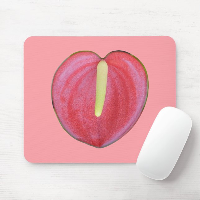 Mousepad Flor de Anthurium Vermelho Impresso no Suporte do  (Com mouse)