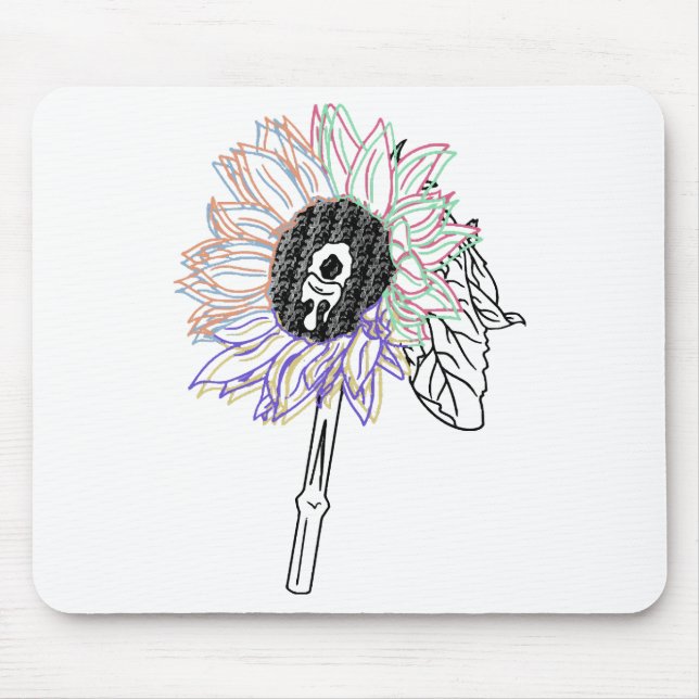 Mousepad Flor de Arco-Íris Arte Funky (Frente)