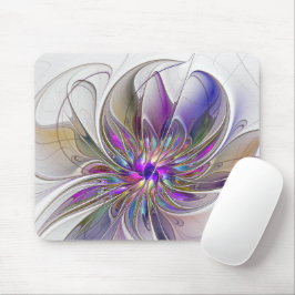 Mousepad Flor de Arte Abstrato, Enérgica e Colorida