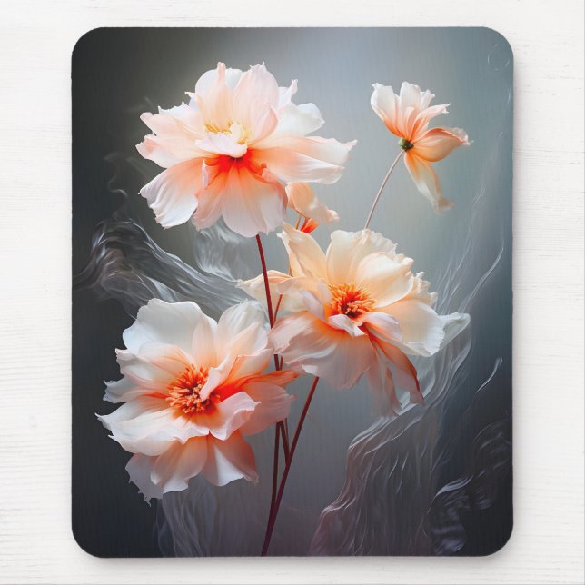 Mousepad Flor de Borla Abstrata Elegante Névoa Fluida (Frente)