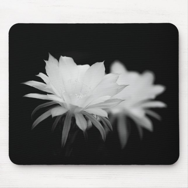 Mousepad Flor de cacto preto e branco (Frente)