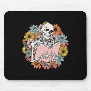 Mousepad Flor de Campo Floral Esqueleto Leitura Livro Bibli