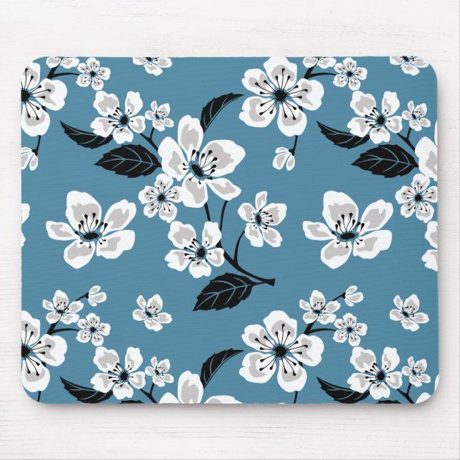 MOUSEPAD FLOR DE CEREJEIRA - SAKURA (AZUL FUMÊ) (Frente)
