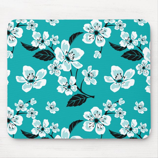MOUSEPAD FLOR DE CEREJEIRA - SAKURA (TURQUESA) (Frente)